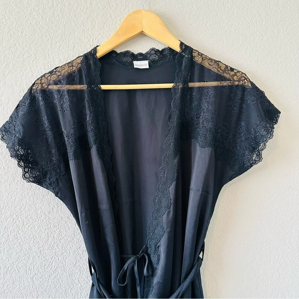 Yamamay Black Lace Robe Sz Small Coquette  Rococo Revival | Old Hollywood